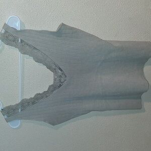 Bibi NWOT Tan tank with lace Trim L